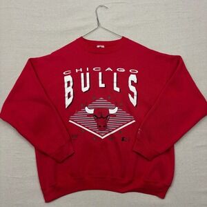 Vintage‎ Starter Chicago Bulls Red Crewneck Sweatshirt Mens XL NBA Basketball